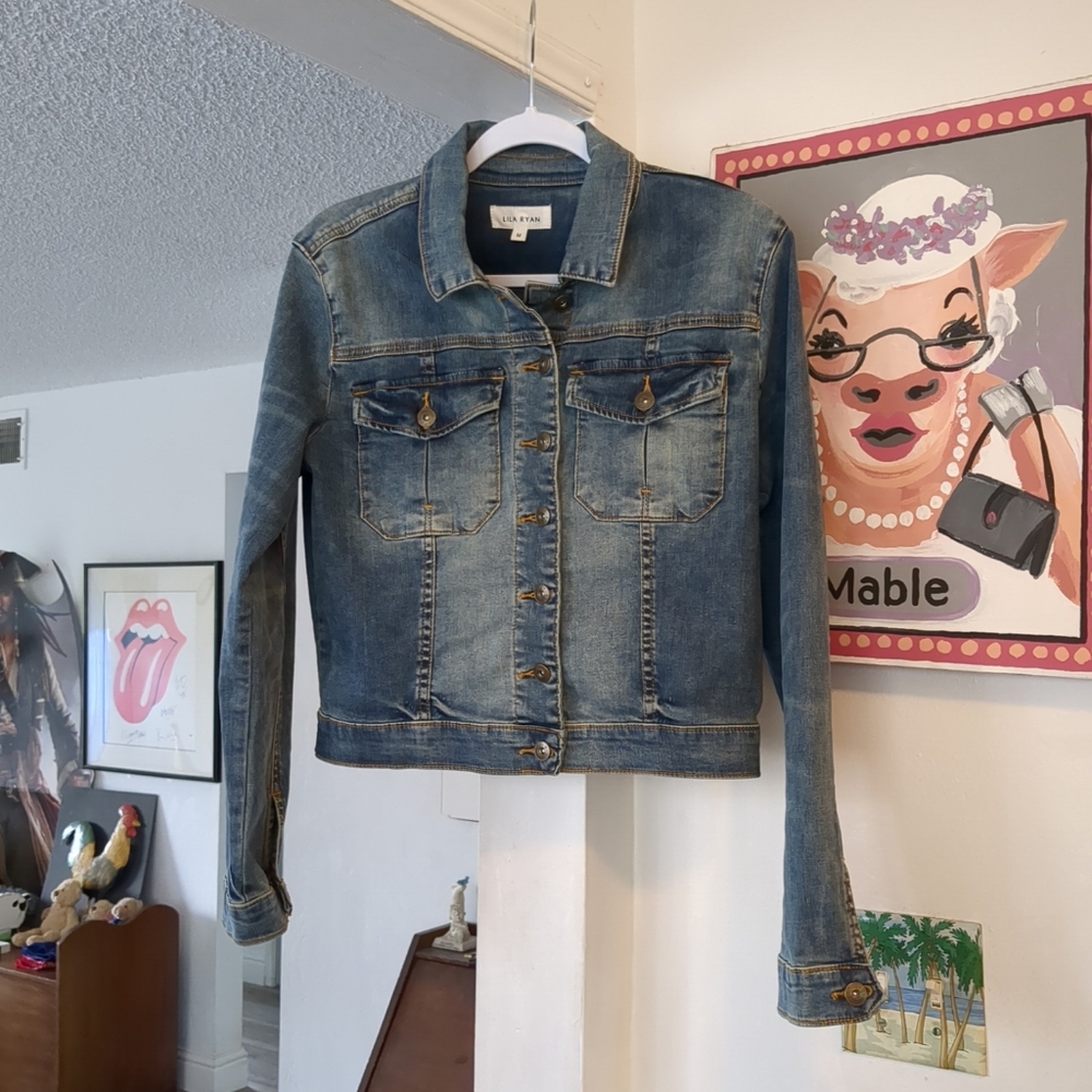 ‼️SALE LILA RYAN DENIM JEAN JACKET SIZE M BUTTON POCKETS EUC